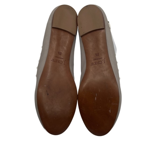 J Crew Gray Cream Trim Studded Embellished Ballet Flats Size 8 1/2 Women's - Picture 9 of 15